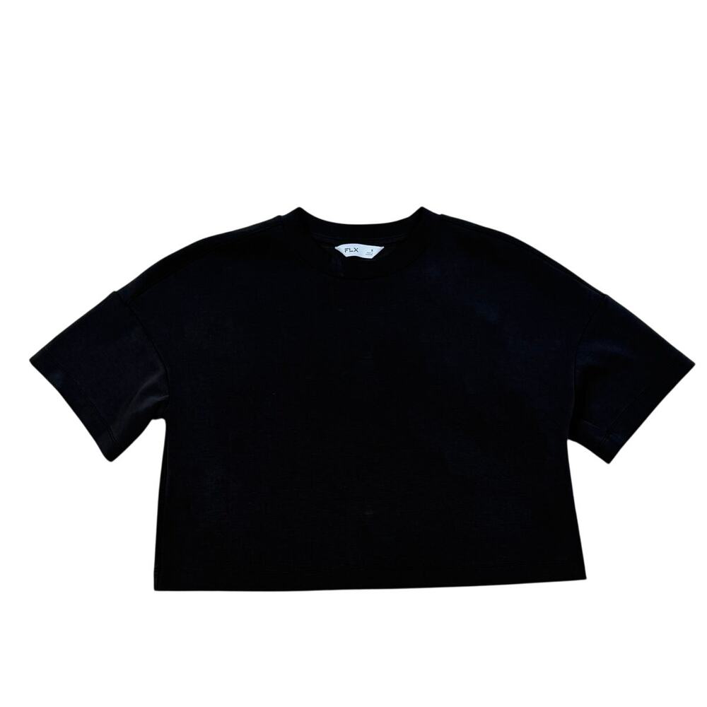 FLX Women's Black Athletic Crop Crewneck Tee Size Small